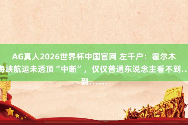 AG真人2026世界杯中国官网 左千户:霍尔木兹海峡航运未透顶“中断”,仅仅普通东说念主看不到……