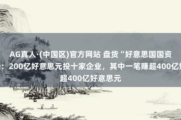 AG真人·(中国区)官方网站 盘货“好意思国国资”交易经:200亿好意思元投十家企业,其中一笔赚超400亿好意思元