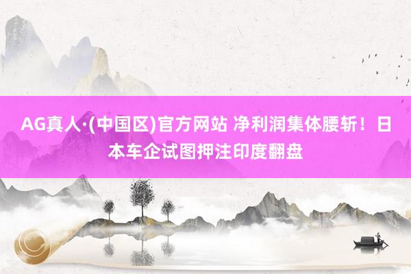 AG真人·(中国区)官方网站 净利润集体腰斩!日本车企试图押注印度翻盘