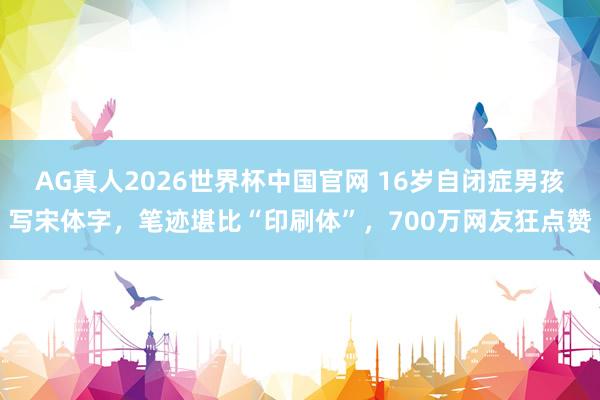 AG真人2026世界杯中国官网 16岁自闭症男孩写宋体字,笔迹堪比“印刷体”,700万网友狂点赞