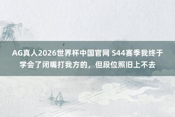 AG真人2026世界杯中国官网 S44赛季我终于学会了闭嘴打我方的,但段位照旧上不去