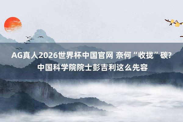 AG真人2026世界杯中国官网 奈何“收拢”碳? 中国科学院院士彭吉利这么先容