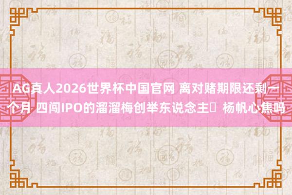 AG真人2026世界杯中国官网 离对赌期限还剩一个月 四闯IPO的溜溜梅创举东说念主‌杨帆心焦吗