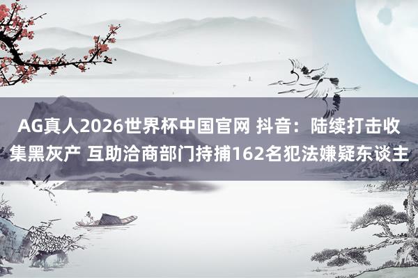 AG真人2026世界杯中国官网 抖音：陆续打击收集黑灰产 互助洽商部门持捕162名犯法嫌疑东谈主